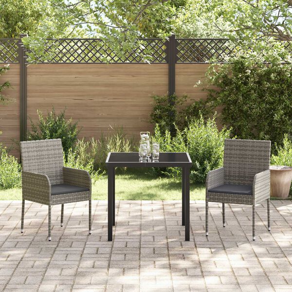 vidaXL Kert &eacute;tkező szett p&aacute;rn&aacute;val 3 pcs Sz&uuml;rke polirattan