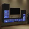 vidaXL TV Fali Egys&eacute;gek LED -es l&aacute;mp&aacute;kkal 4 pcs Fekete t&ouml;lgy Faanyag