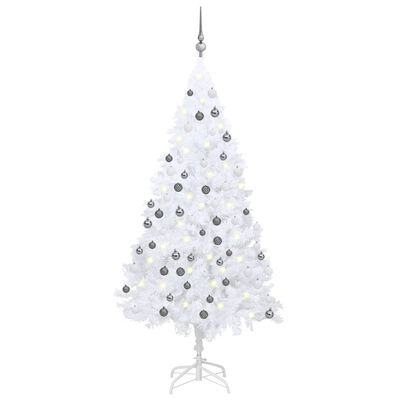 vidaXL fehér PVC megvilágított műkarácsonyfa gömb szettel 150 cm