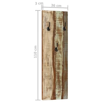 vidaXL 2 db tömör újrahasznosított fa fali fogas 36 x 3 x 110 cm