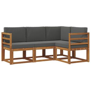 vidaXL K&uuml;lt&eacute;ri kanap&eacute; szett p&aacute;rn&aacute;val 4 pcs Term&eacute;szetes &eacute;s antracit