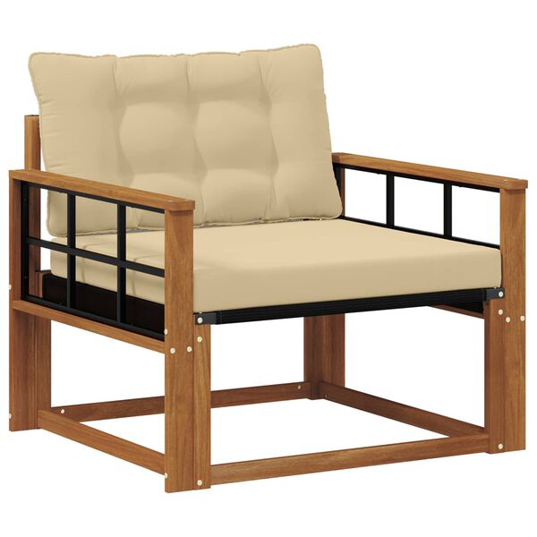 vidaXL K&uuml;lt&eacute;ri kanap&eacute; szett T&ouml;m&ouml;r ak&aacute;cfa &eacute;s textil&eacute;n Term&eacute;szetes