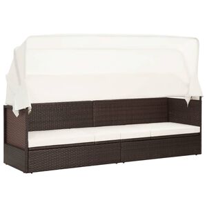 vidaXL barna polyrattan kerti kanap&eacute; napellenzővel