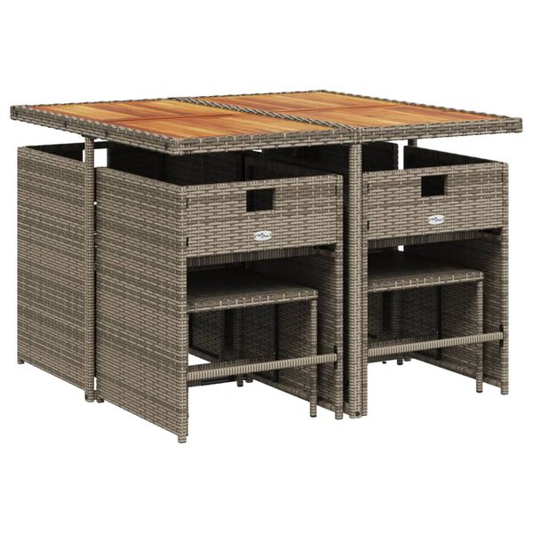 vidaXL 9 r&eacute;szes sz&uuml;rke polyrattan kerti &eacute;tkezőgarnit&uacute;ra p&aacute;rn&aacute;val