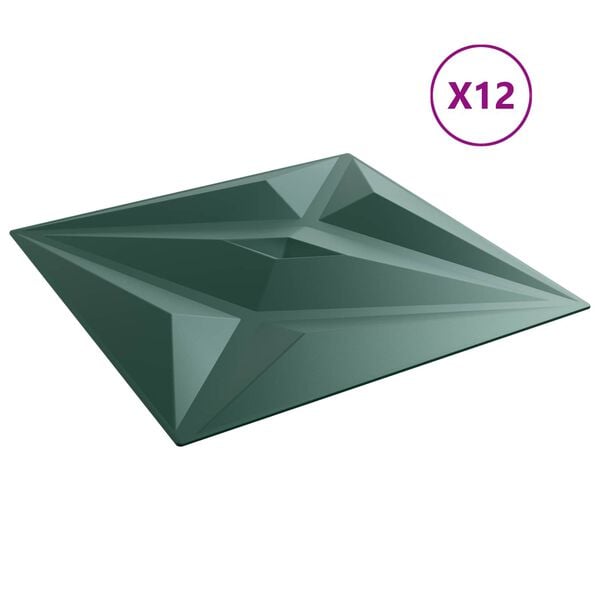 vidaXL Fali panelek Csillag 12 pcs Csillag Z&ouml;ld 50 x 50 cm XPS Hab