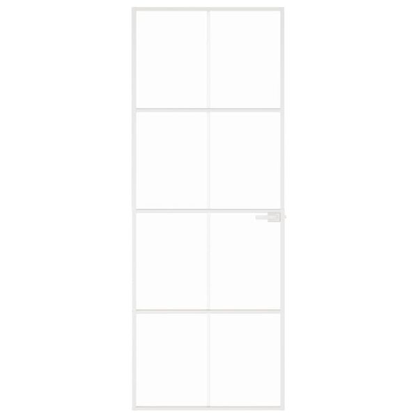 vidaXL feh&eacute;r edzett &uuml;veg &eacute;s alum&iacute;nium v&eacute;kony belt&eacute;ri ajt&oacute; 76x201,5 cm