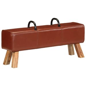 vidaXL barna val&oacute;di bőr tornapad 110 cm