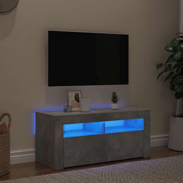 vidaXL betonsz&uuml;rke TV-szekr&eacute;ny LED-vil&aacute;g&iacute;t&aacute;ssal 90 x 35 x 40 cm