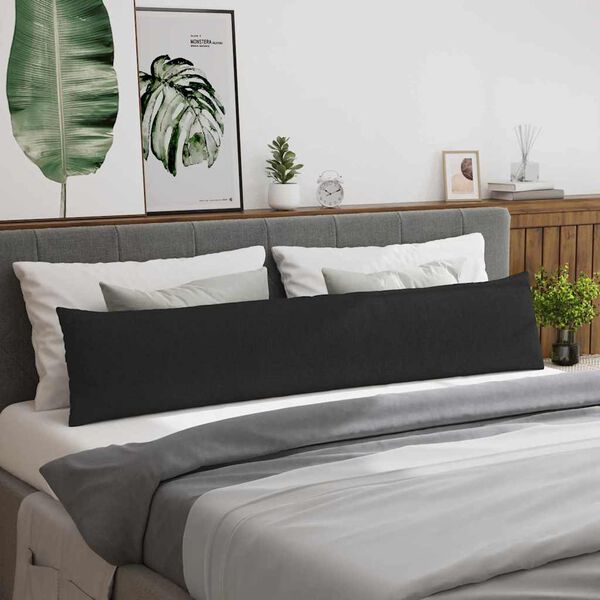 vidaXL Kanapé párnák 2 pcs Fekete 200 x 40 cm szövet