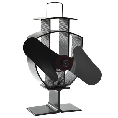 vidaXL fekete hővel meghajtott kétlapátos kandalló ventilátor