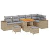 vidaXL Kerti Kanap&eacute; Szett 9 pcs Beige &eacute;s Vil&aacute;gossz&uuml;rke polirattan