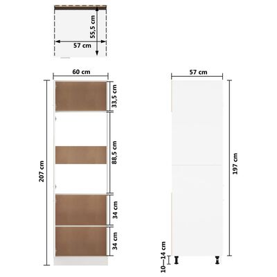 vidaXL füstös tölgy színű szerelt fa hűtőtároló szekrény 60x57x207 cm