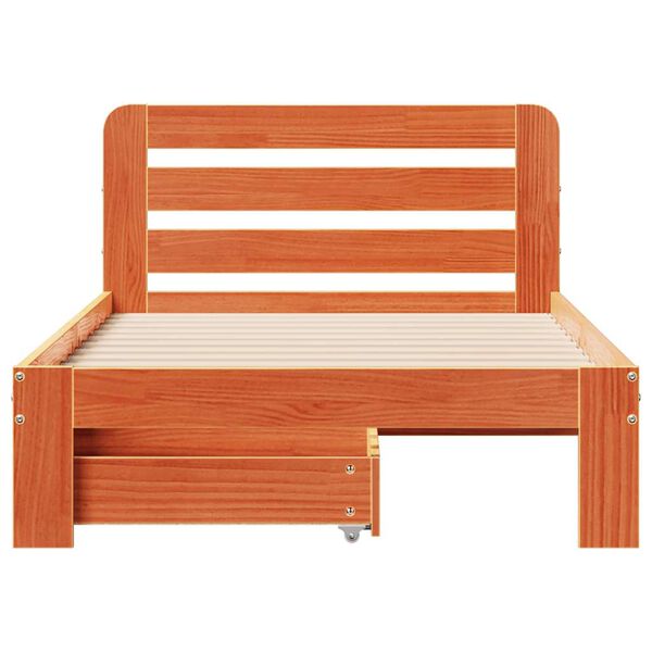 vidaXL viaszbarna t&ouml;m&ouml;r fenyőfa &aacute;gy matrac n&eacute;lk&uuml;l 90 x 190 cm