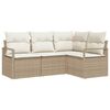 vidaXL Kanap&eacute; Szett 4 db Beige &eacute;s kr&eacute;m polirattan