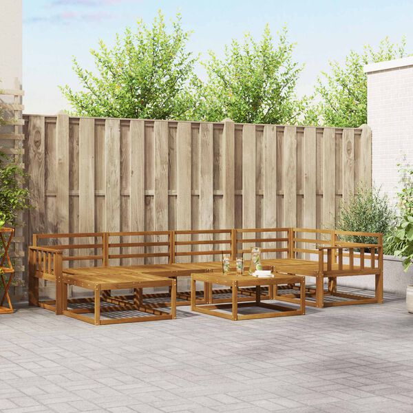 vidaXL K&uuml;lt&eacute;ri kanap&eacute; szett 7 pcs Term&eacute;szetes T&ouml;m&ouml;r Ak&aacute;cfa