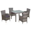 vidaXL 5-r&eacute;szes sz&uuml;rke k&uuml;lt&eacute;ri polyrattan &eacute;tkezőszett p&aacute;rn&aacute;kkal