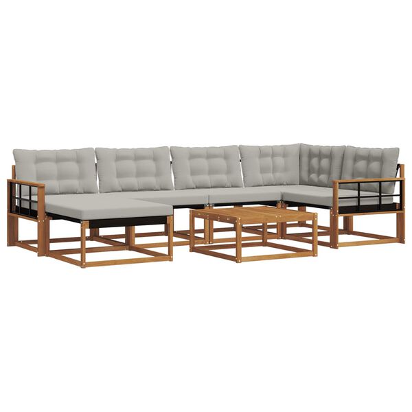 vidaXL K&uuml;lt&eacute;ri kanap&eacute; szett 7 pcs Term&eacute;szetes &eacute;s Vil&aacute;gossz&uuml;rke