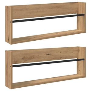 vidaXL Magazin &aacute;llv&aacute;ny 2 db Artisan t&ouml;lgy 80 x 12 x 30 cm Szerelt Fa