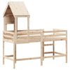 vidaXL tömör fenyőfa galériaágy létrával és tetővel 90 x 190 cm
