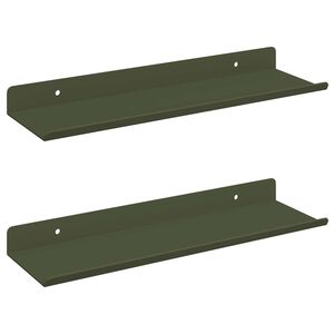 vidaXL Lebegő polc 2 pcs Olajz&ouml;ld 30 x 9 x 2,5 cm Ac&eacute;l