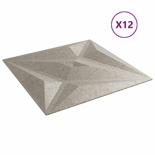 vidaXL Fali panelek Csillag 12 pcs Csillag Beton 50 x 50 cm XPS Hab