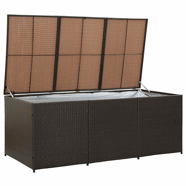 vidaXL barna polyrattan kerti t&aacute;rol&oacute;l&aacute;da 180 x 90 x 70 cm