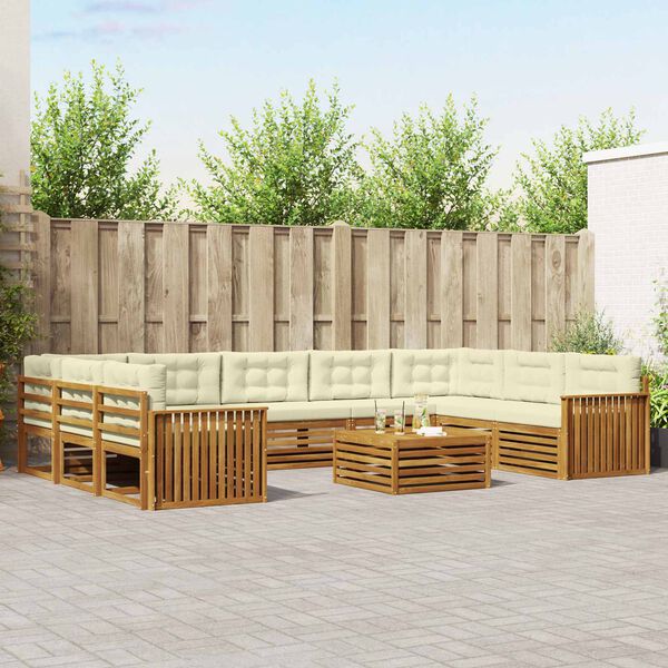 vidaXL &Uuml;lőgarnit&uacute;r&aacute;k 10 pcs Term&eacute;szetes &eacute;s kr&eacute;msz&iacute;nű T&ouml;m&ouml;r Ak&aacute;cfa