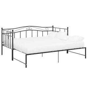 vidaXL fekete f&eacute;m kih&uacute;zhat&oacute; kanap&eacute;&aacute;gykeret 90 x 200 cm