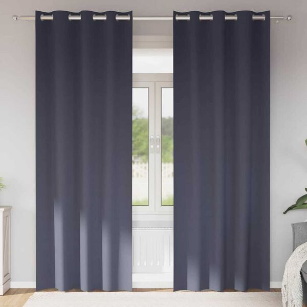 vidaXL Fekete F&uuml;gg&ouml;ny Gyűrűkkel 2 pcs Antracit 225 x 140 cm Poli&eacute;szter