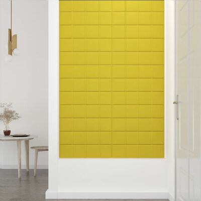 vidaXL 12 db sárga szövet fali panel 60 x 15 cm 1,08 m²