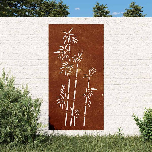 vidaXL bambuszmint&aacute;s corten ac&eacute;l kerti fald&iacute;sz 105 x 55 cm
