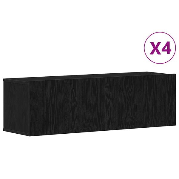 vidaXL TV szekr&eacute;ny garnit&uacute;ra 4 pcs Fekete t&ouml;lgy 100 x 30 x 30 cm