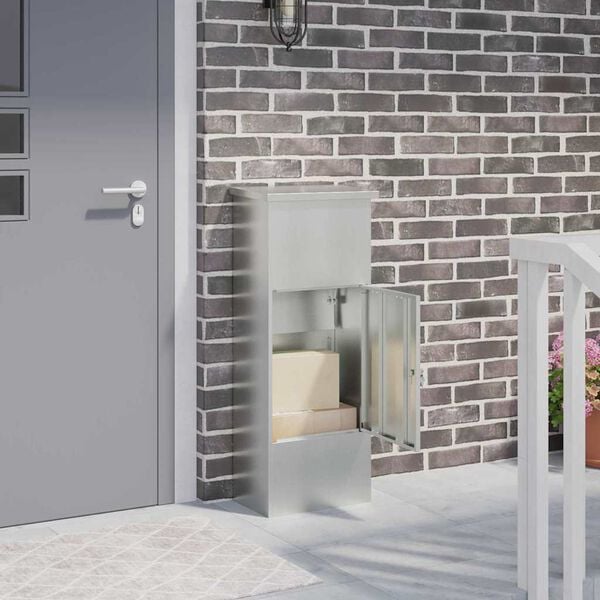 vidaXL Csomagz&aacute;r&oacute; doboz Fekete 44,5 x 29 x 110,5 cm Horganyzott ac&eacute;l