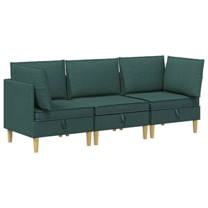 vidaXL Modul&aacute;ris kanap&eacute; szett t&aacute;rol&oacute;val 3 pcs S&ouml;t&eacute;tz&ouml;ld Sz&ouml;vet