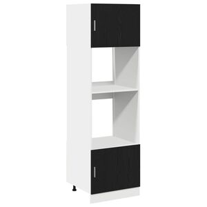 vidaXL F&uuml;ggő szekr&eacute;ny polcokkal Fekete t&ouml;lgy 60 x 57 x 207 cm Faanyag