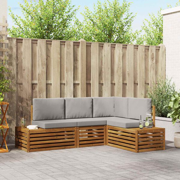 vidaXL K&uuml;lt&eacute;ri kanap&eacute; szett 4 Darab Term&eacute;szetes &eacute;s Vil&aacute;gossz&uuml;rke