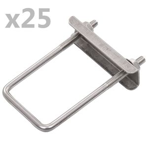 vidaXL 25 szett U-alak&uacute; ker&iacute;t&eacute;soszlop-r&ouml;gz&iacute;tő bilincs 60 x 40 mm