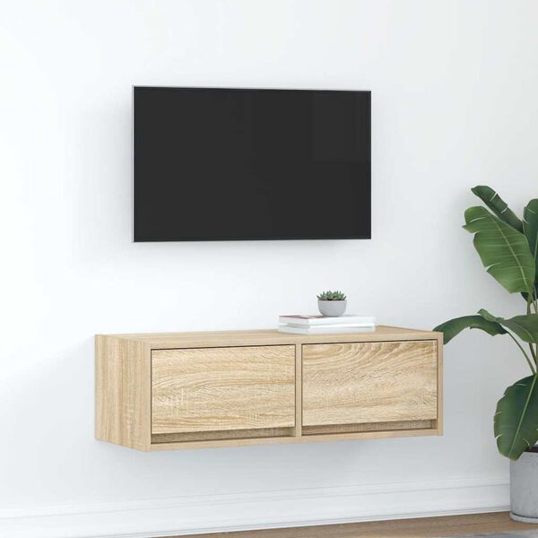 vidaXL sonoma t&ouml;lgy sz&iacute;nű szerelt fa fali TV-szekr&eacute;ny 80x31x25,5 cm