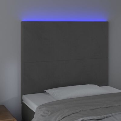 vidaXL sötétszürke bársony LED-es fejtámla 80x5x118/128 cm