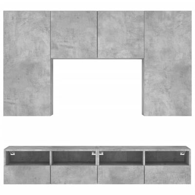 vidaXL 5 darab betonszürke szerelt fa fali TV-bútor