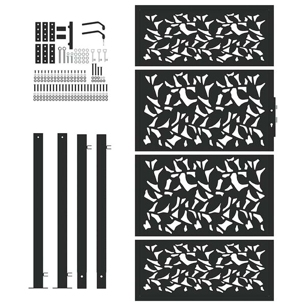 vidaXL fekete kerti kapu 100x175 cm ac&eacute;llev&eacute;l mint&aacute;val