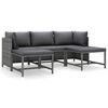 vidaXL 5 r&eacute;szes sz&uuml;rke polyrattan kerti &uuml;lőgarnit&uacute;ra p&aacute;rn&aacute;kkal