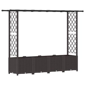 vidaXL Magas&iacute;tott &Aacute;gy Trellis-szel &eacute;s Tetővel Barna 203 x 40 x 136 cm