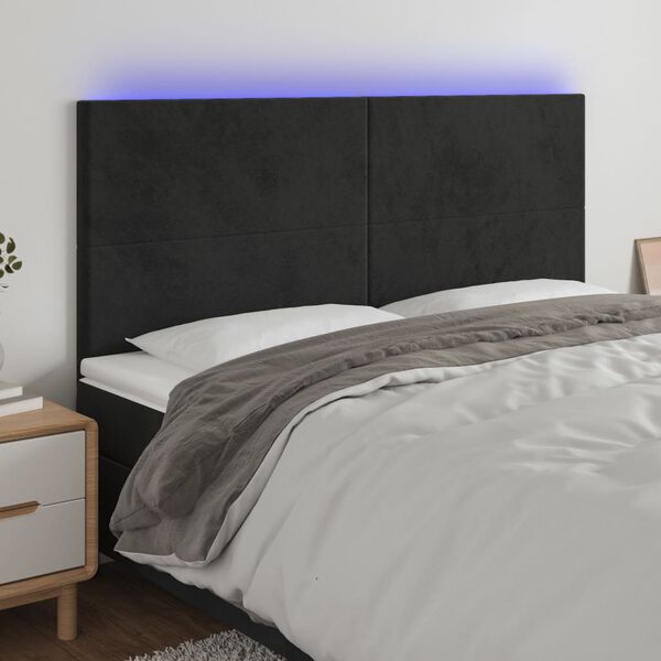 vidaXL fekete b&aacute;rsony LED-es fejt&aacute;mla 180x5x118/128 cm