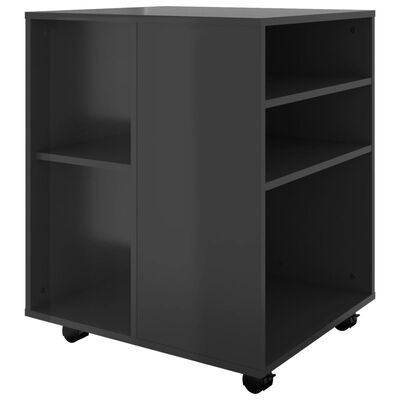 vidaXL magasfényű fekete forgácslap kerekes szekrény 60 x 53 x 72 cm