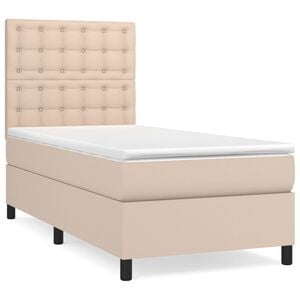 vidaXL cappuccino sz&iacute;nű műbőr rug&oacute;s &aacute;gy matraccal 80 x 200 cm