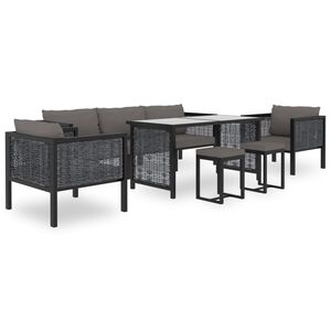 vidaXL 8 r&eacute;szes antracitsz&uuml;rke kerti polyrattan &uuml;lőgarnit&uacute;ra p&aacute;rn&aacute;kkal