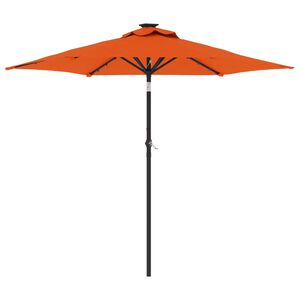 vidaXL terrakotta kerti napernyő LED-del &eacute;s ac&eacute;l r&uacute;ddal 225x225x212 cm