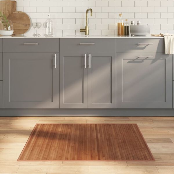 vidaXL n&eacute;gysz&ouml;gletű barna bambusz szőnyeg 80 x 100 cm