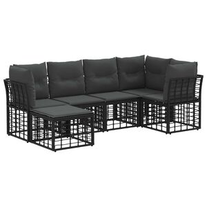 vidaXL K&uuml;lt&eacute;ri kanap&eacute; szett p&aacute;rn&aacute;val 6 pcs Fekete Poli&eacute;szter